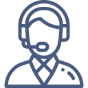 Customer service representative icon featuring a headset.